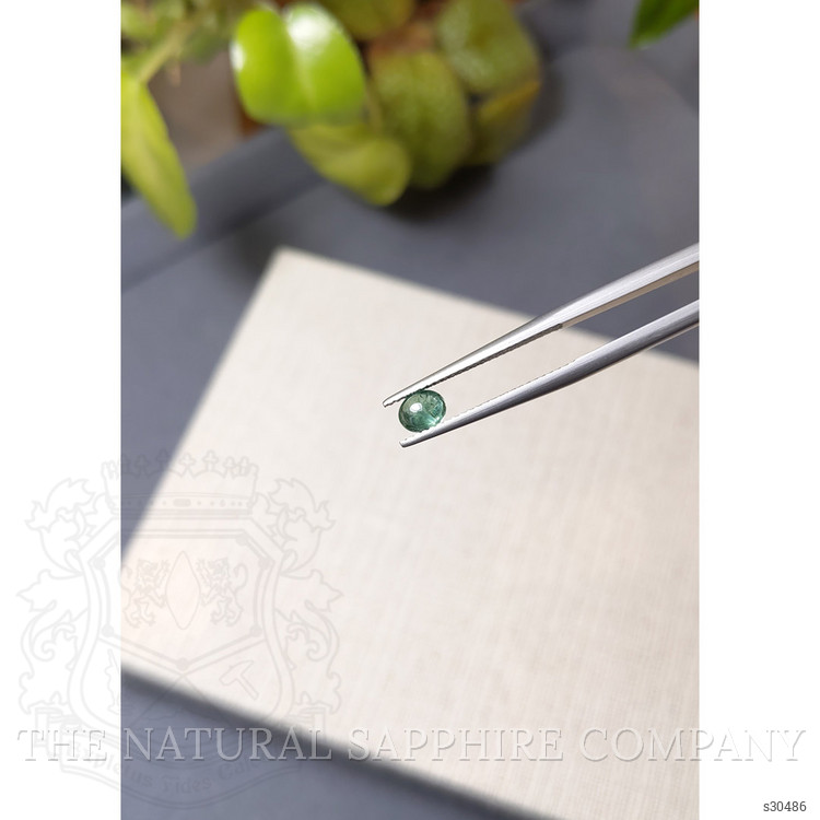 0.59 Ct. Bluish Green Cabochon Sapphire from Ceylon (Sri Lanka)