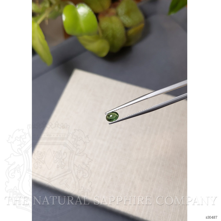 0.67 Ct. Green Cabochon Sapphire from Ceylon (Sri Lanka)