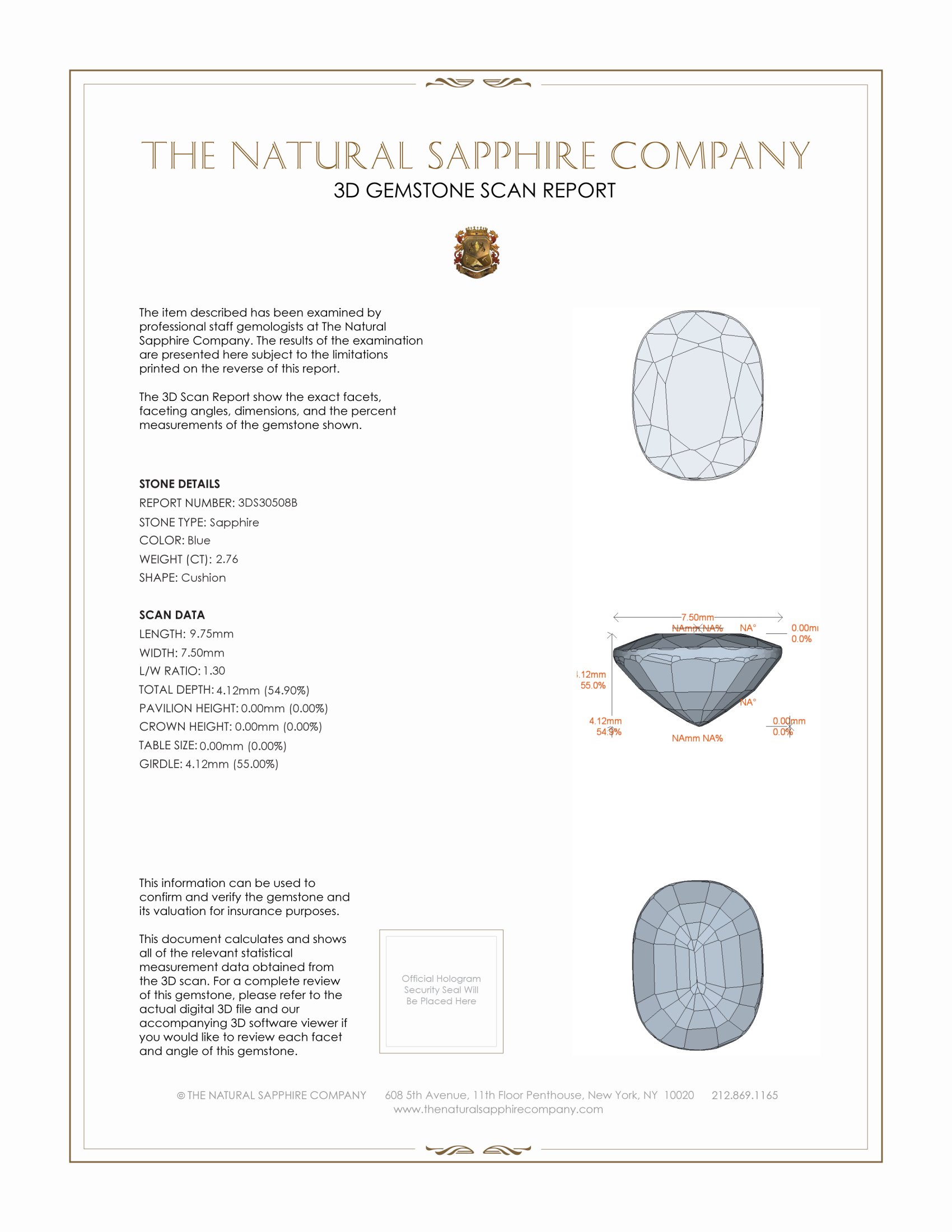 2.76 Ct. Blue Sapphire from Madagascar