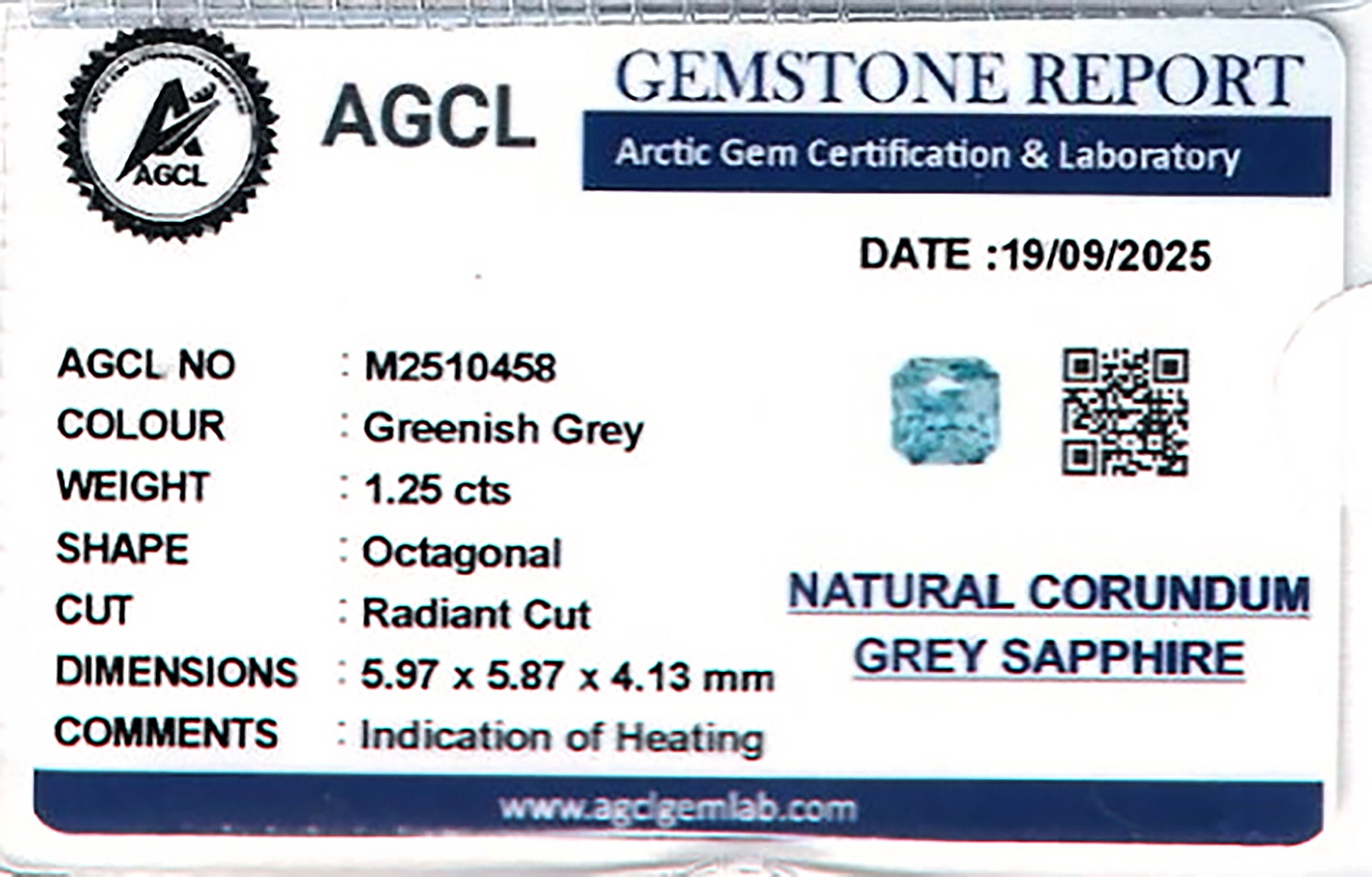 1.24 Ct. Bluish Green Sapphire from Ceylon (Sri Lanka)