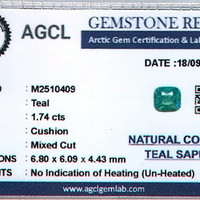 1.74 Ct. Bluish Green Sapphire from Ceylon (Sri Lanka) Scan Report