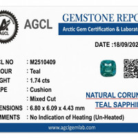 1.74 Ct. Bluish Green Sapphire from Ceylon (Sri Lanka) Scan Report