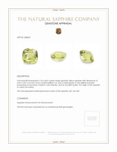 1.20 Ct. Greenish Yellow Sapphire from Ceylon (Sri Lanka) Appraisal