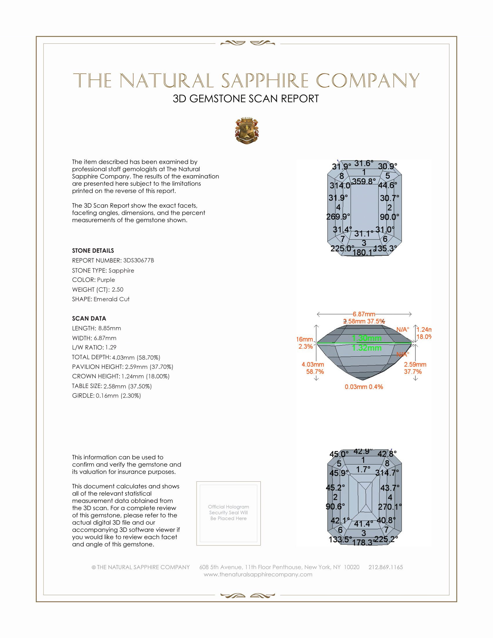 2.50 Ct. Purple Sapphire from Ceylon (Sri Lanka)