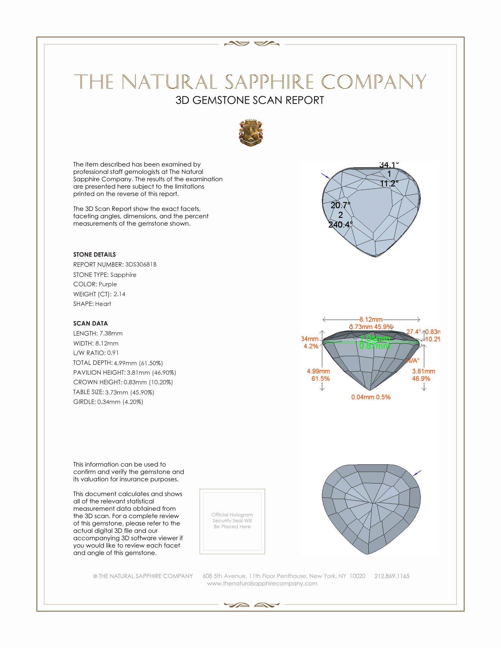 2.14 Ct. Purple Sapphire from Ceylon (Sri Lanka)