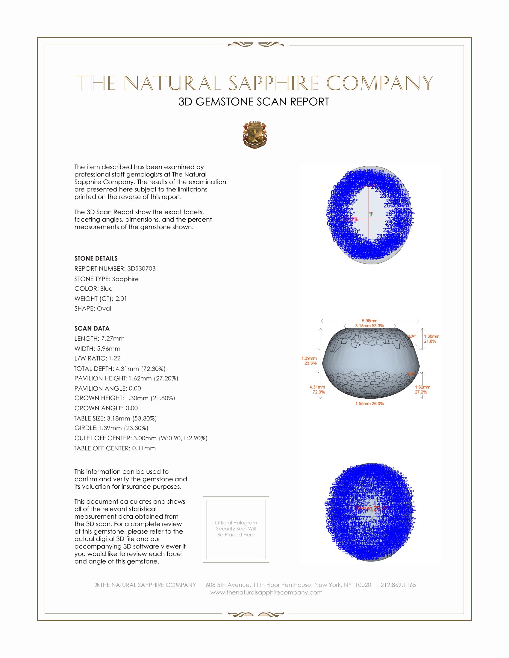 2.01 Ct. Blue Star Sapphire from Burma (Myanmar)