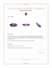 1.31 Ct. Pinkish Purple Sapphire from Ceylon (Sri Lanka) Appraisal