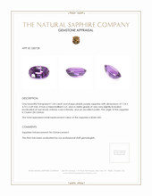 1.04 Ct. Pinkish Purple Sapphire from Ceylon (Sri Lanka) Appraisal