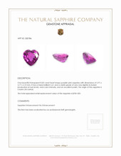 0.82 Ct. Purplish Pink Sapphire from Ceylon (Sri Lanka) Appraisal