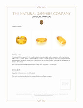 1.18 Ct. Orangish Yellow Sapphire from Ceylon (Sri Lanka) Appraisal