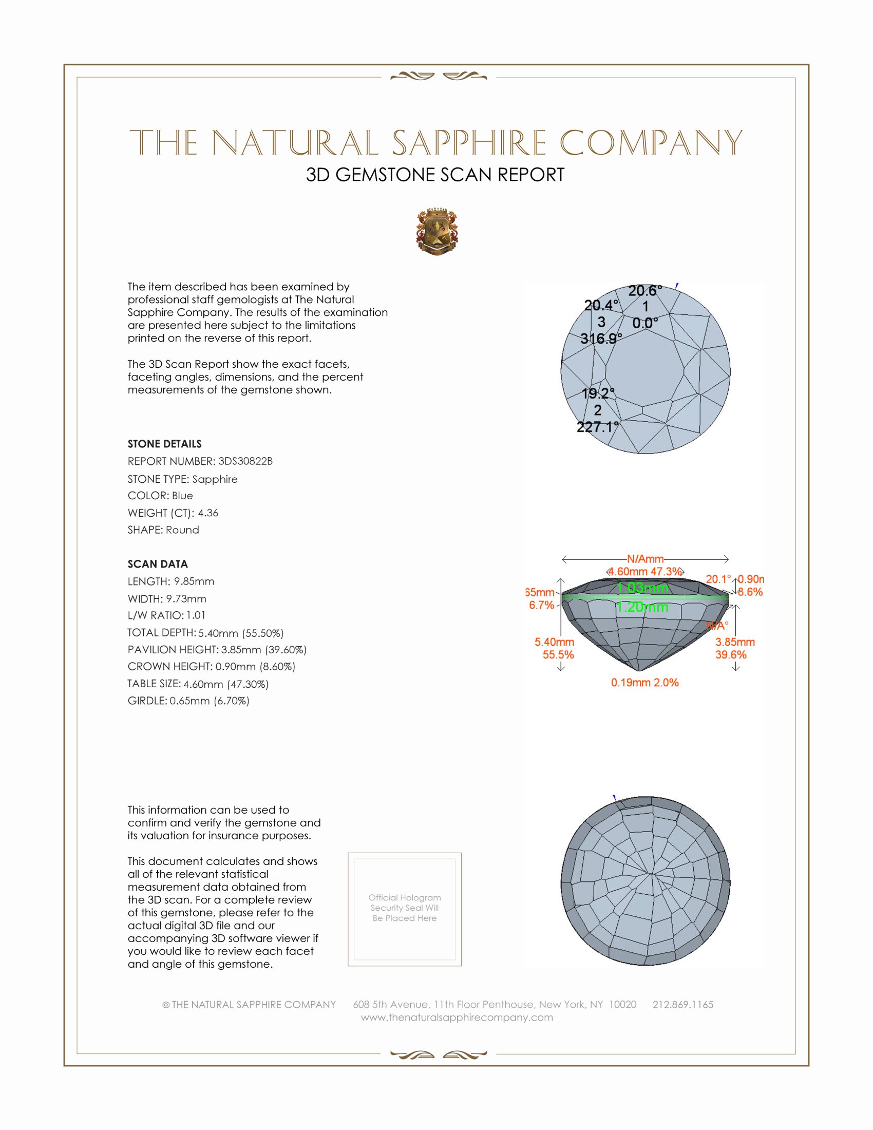 4.36 Ct. Blue Sapphire from Ceylon (Sri Lanka)