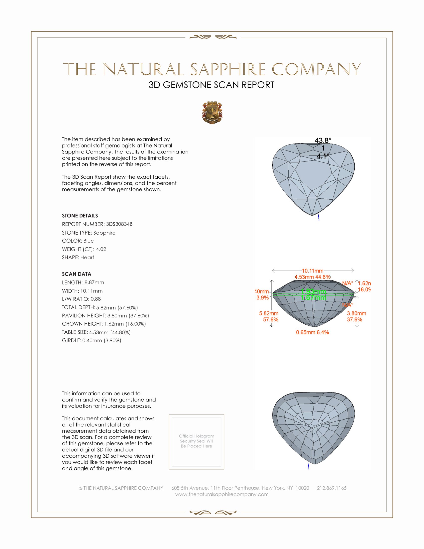 4.02 Ct. Blue Sapphire from Ceylon (Sri Lanka)