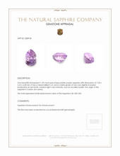 1.30 Ct. Pinkish Purple Sapphire from Ceylon (Sri Lanka) Appraisal
