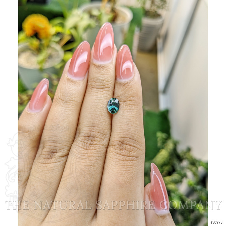 1.12 Ct. Bluish Green Sapphire from Ceylon (Sri Lanka)