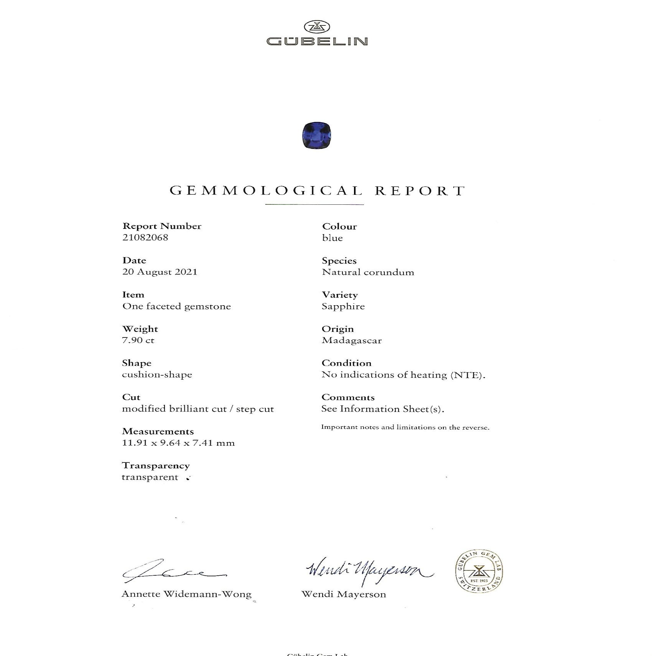 7.90 Ct. Blue Sapphire from Madagascar