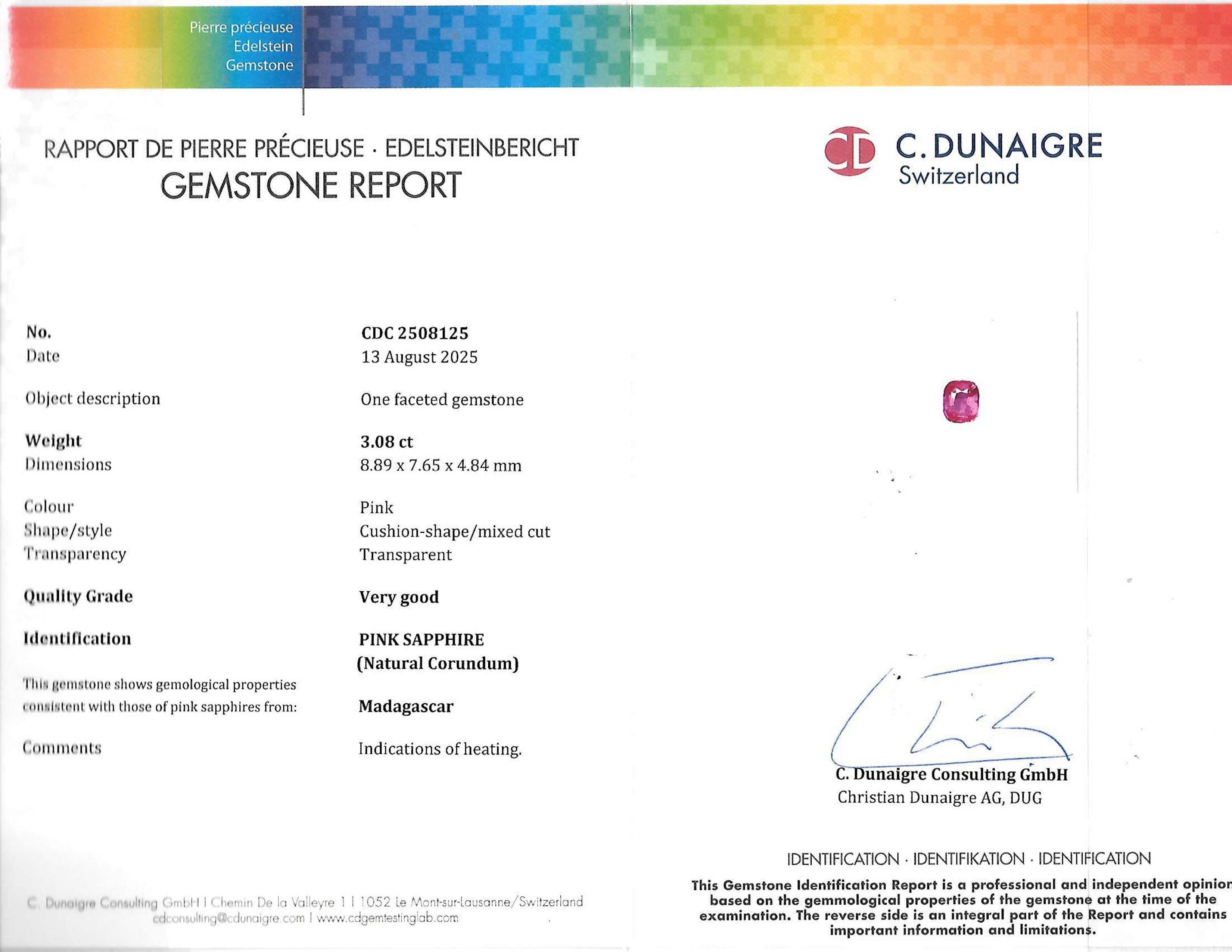 3.08 Ct. Pink Sapphire from Madagascar