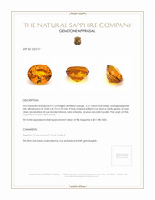 5.22 Ct. Orange Sapphire from Ceylon (Sri Lanka) Appraisal