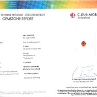 5.22 Ct. Orange Sapphire from Ceylon (Sri Lanka) Scan Report