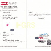 3.03 Ct. Padparadscha Sapphire from Madagascar Scan Report