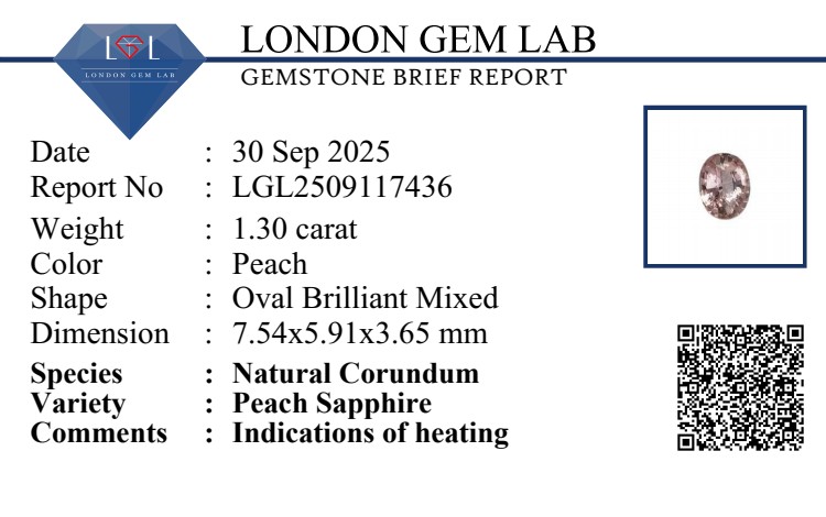1.30 Ct. Peach Sapphire from Madagascar
