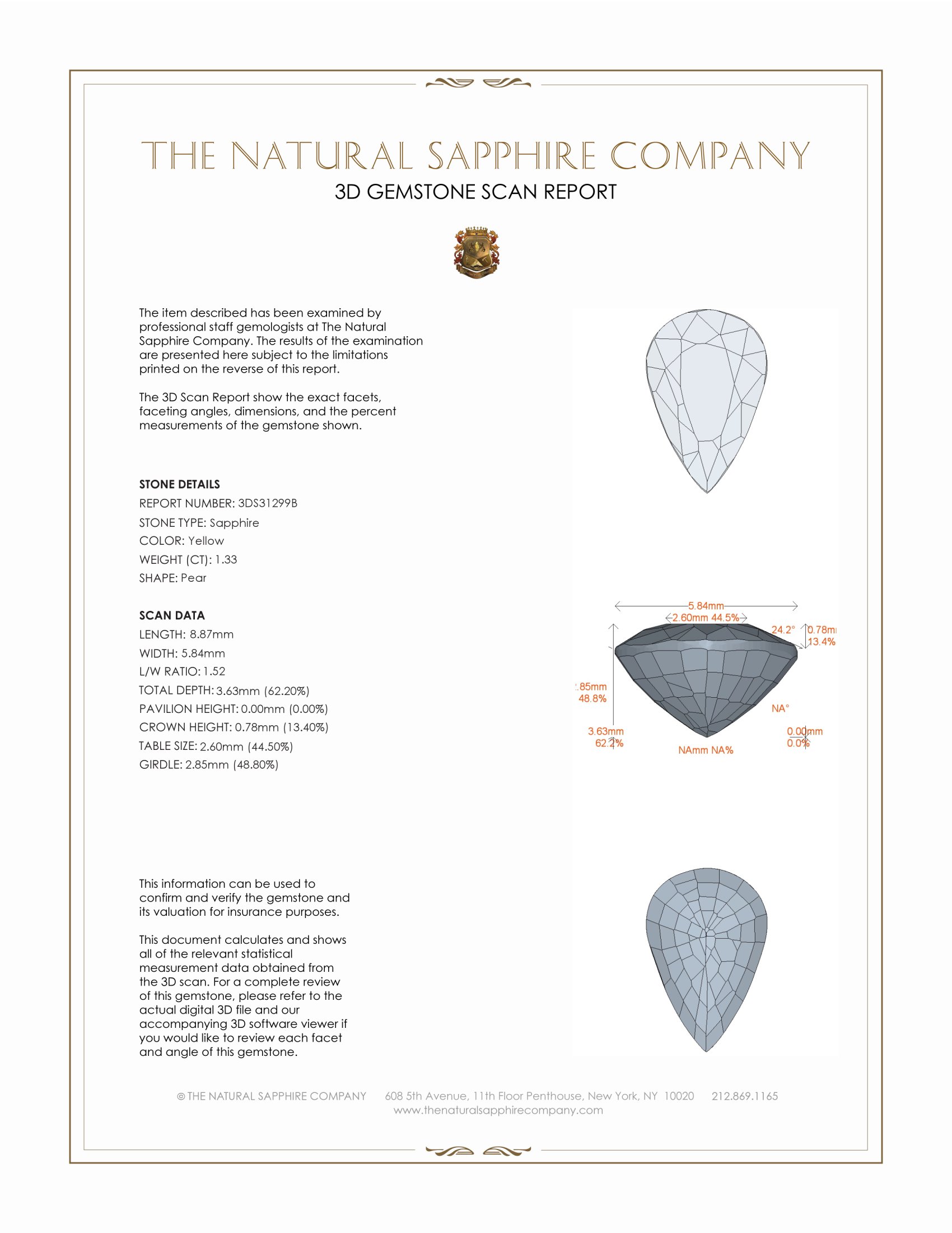 1.33 Ct. Yellow Sapphire from Ceylon (Sri Lanka)