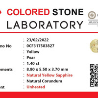 1.39 Ct. Yellow Sapphire from Ceylon (Sri Lanka) Scan Report