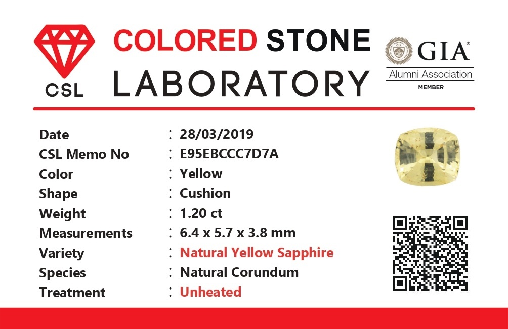 1.20 Ct. Yellow Sapphire from Ceylon (Sri Lanka)