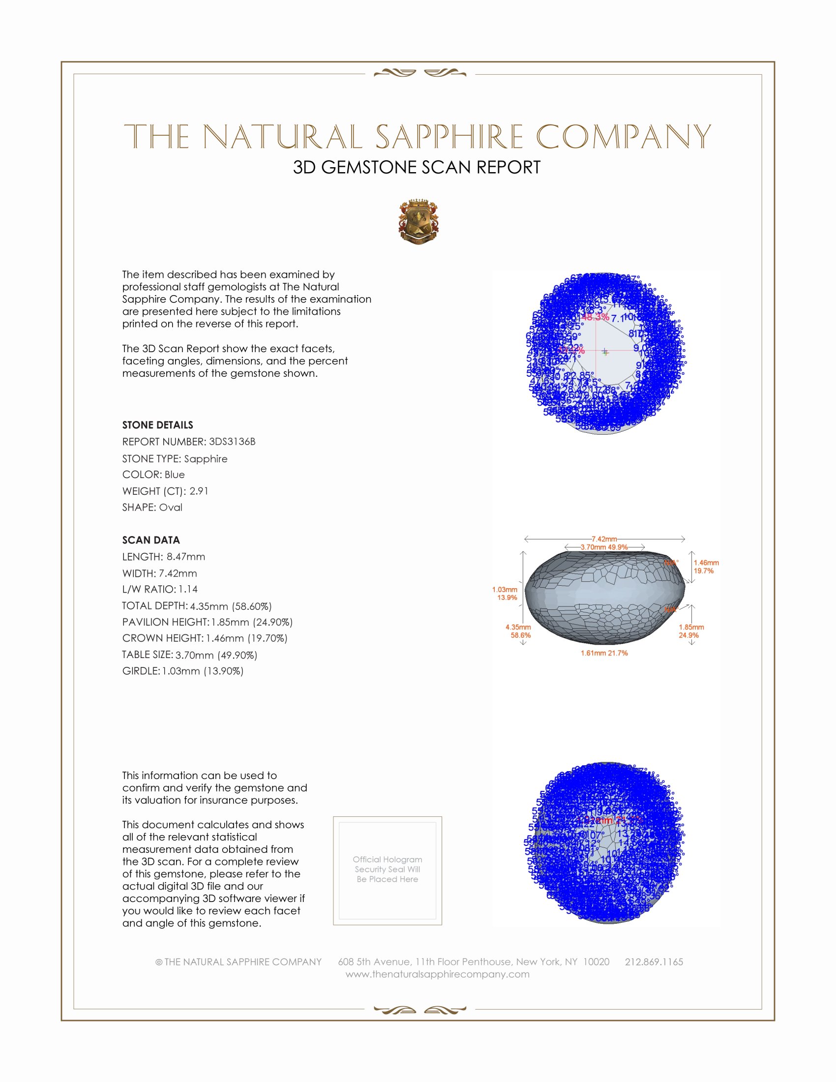 2.91 Ct. Blue Star Sapphire from Burma (Myanmar)