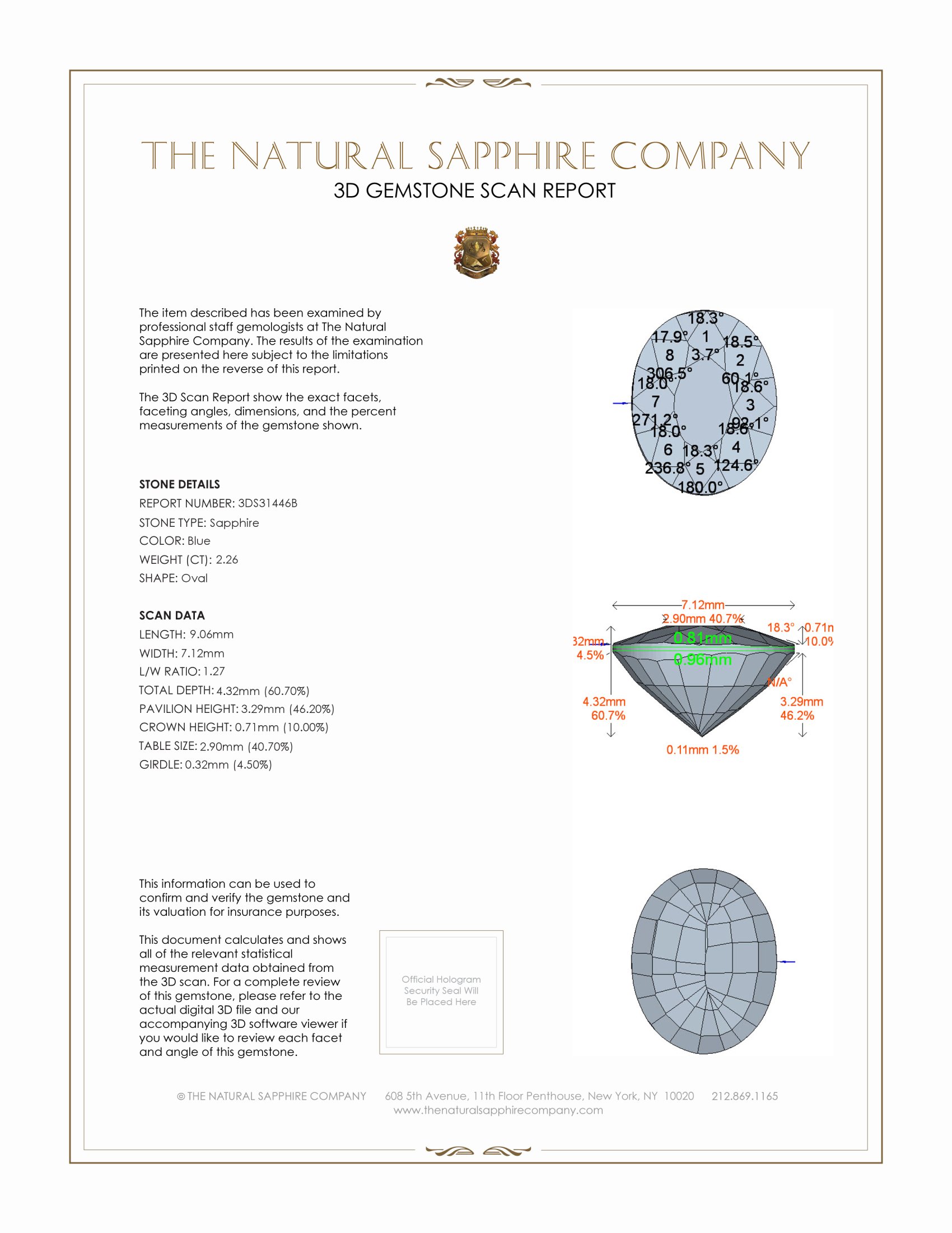 2.26 Ct. Blue Sapphire from Ceylon (Sri Lanka)