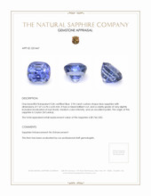 2.94 Ct. Blue Sapphire from Ceylon (Sri Lanka) Appraisal