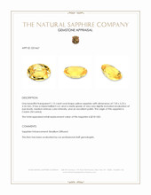 1.15 Ct. Yellow Sapphire from Ceylon (Sri Lanka) Appraisal