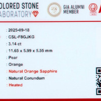 3.12 Ct. Orange Sapphire from Ceylon (Sri Lanka) Scan Report