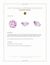 1.17 Ct. Pink Sapphire from Ceylon (Sri Lanka) Appraisal