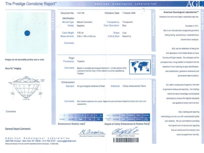 3.50 Ct. Blue Sapphire from Thailand