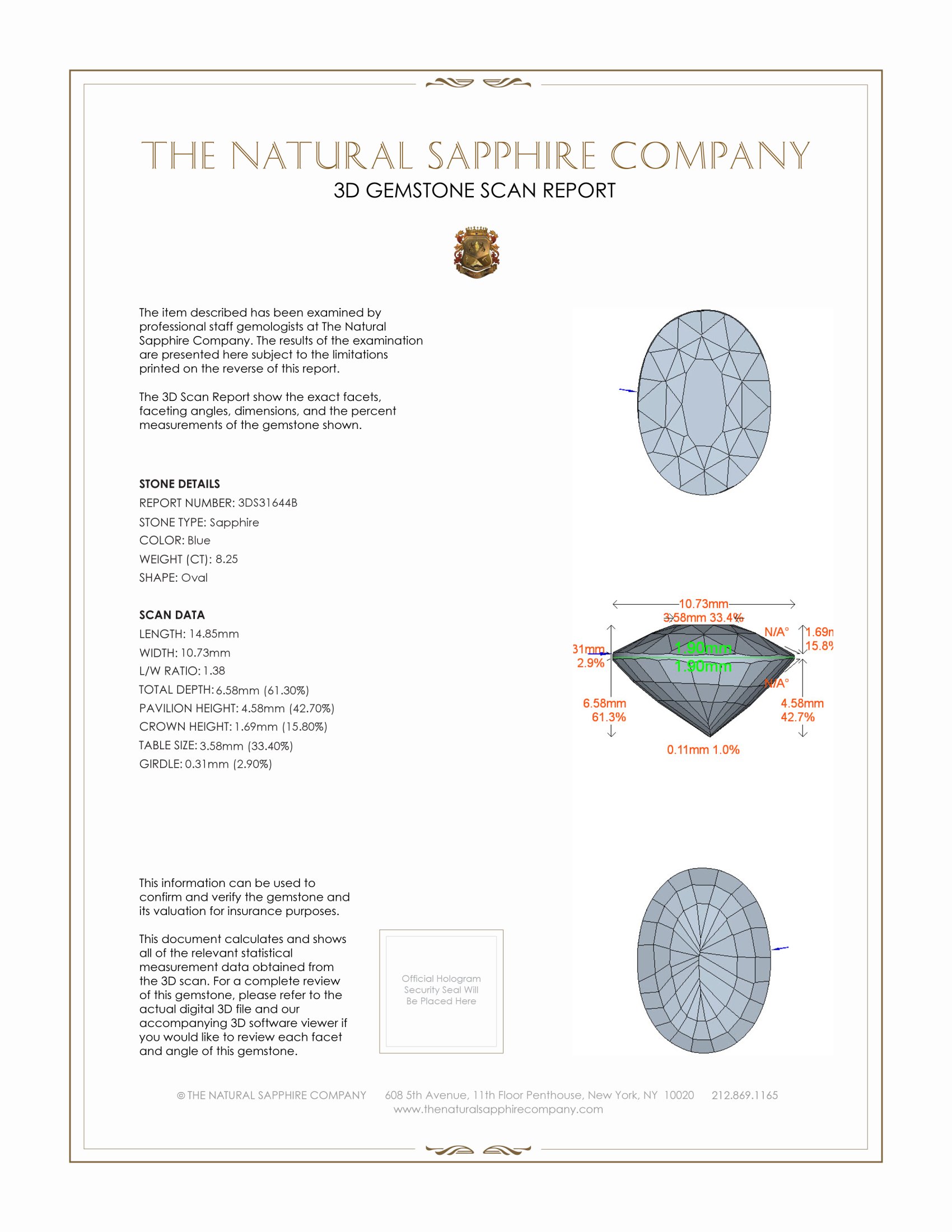8.25 Ct. Blue Sapphire from Ceylon (Sri Lanka)