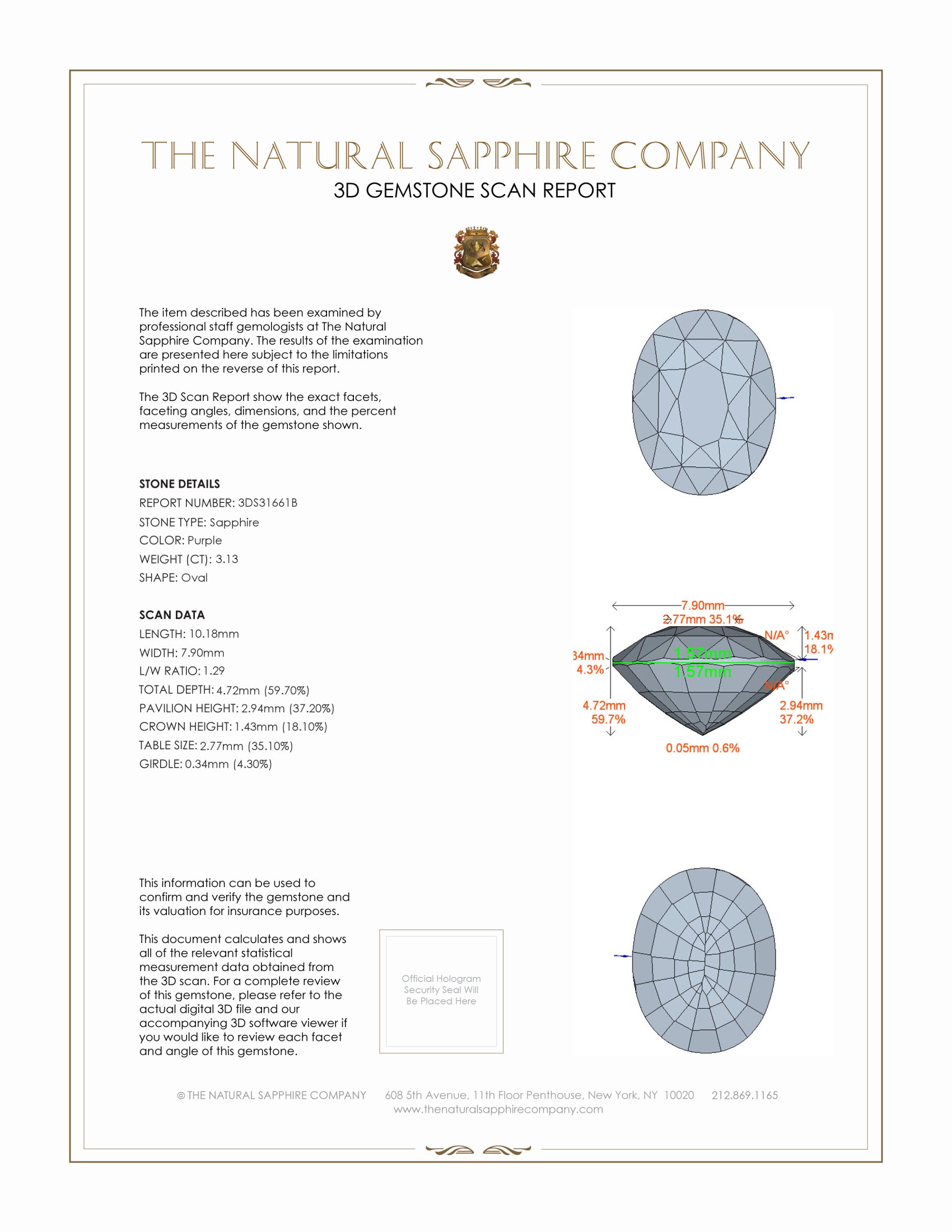 3.13 Ct. Pinkish Purple Sapphire from Ceylon (Sri Lanka)