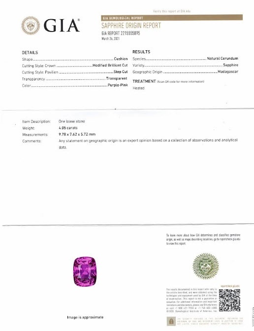 4.05 Ct. Purplish Pink Sapphire from Madagascar