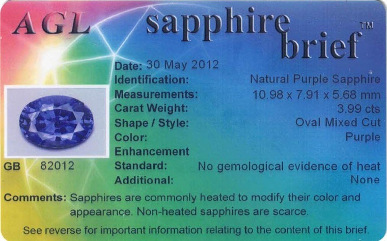 3.99 Ct. Purple Sapphire from Madagascar