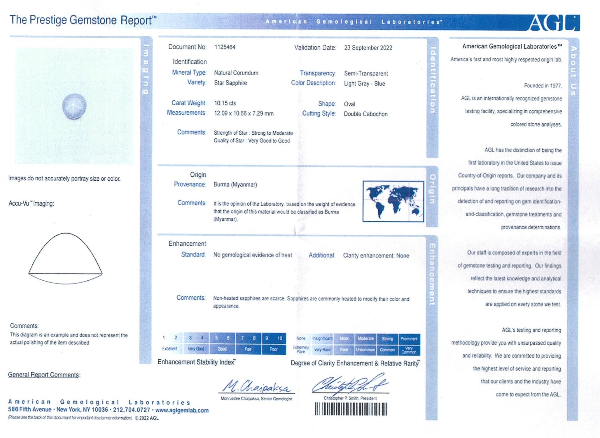 10.15 Ct. Bluish Grey Star Sapphire from Burma (Myanmar)