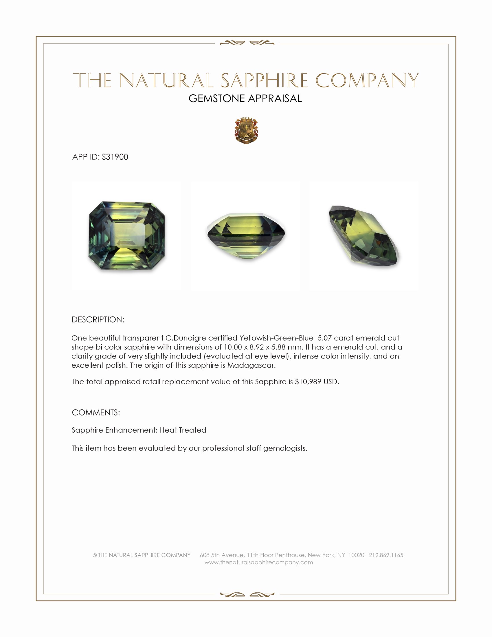 5.07 Ct. Bi Color Sapphire from Madagascar