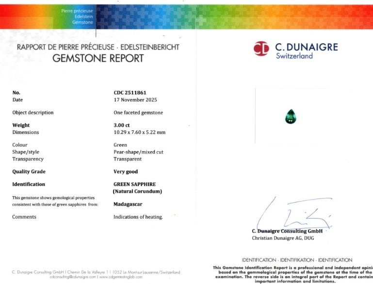 3.00 Ct. Green Sapphire from Madagascar