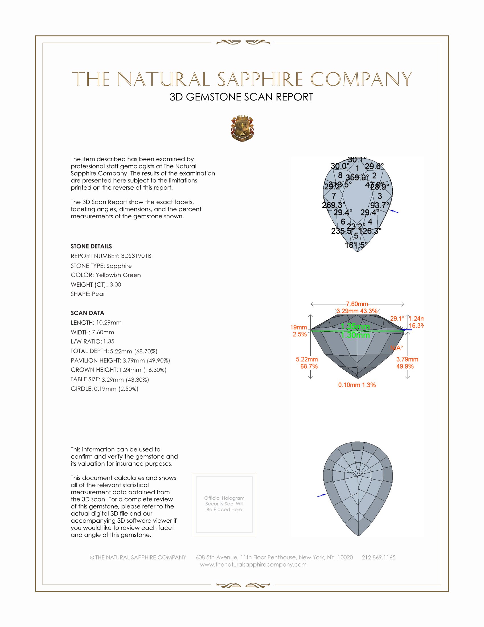 3.00 Ct. Yellowish Green Sapphire from Ceylon (Sri Lanka)