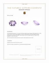 1.10 Ct. Pinkish Purple Sapphire from Ceylon (Sri Lanka) Appraisal