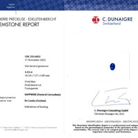 3.33 Ct. Blue Sapphire from Ceylon (Sri Lanka) Scan Report