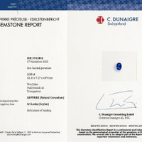 3.33 Ct. Blue Sapphire from Ceylon (Sri Lanka) Scan Report