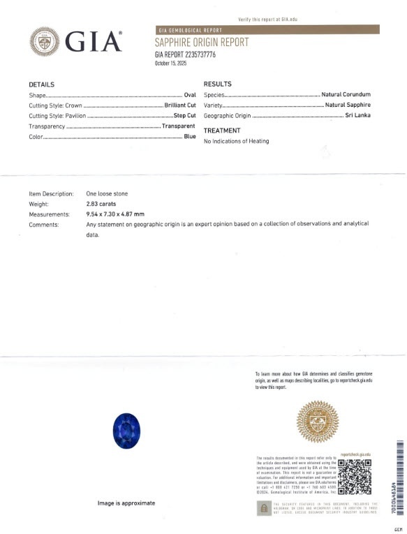 2.83 Ct. Blue Sapphire from Ceylon (Sri Lanka)