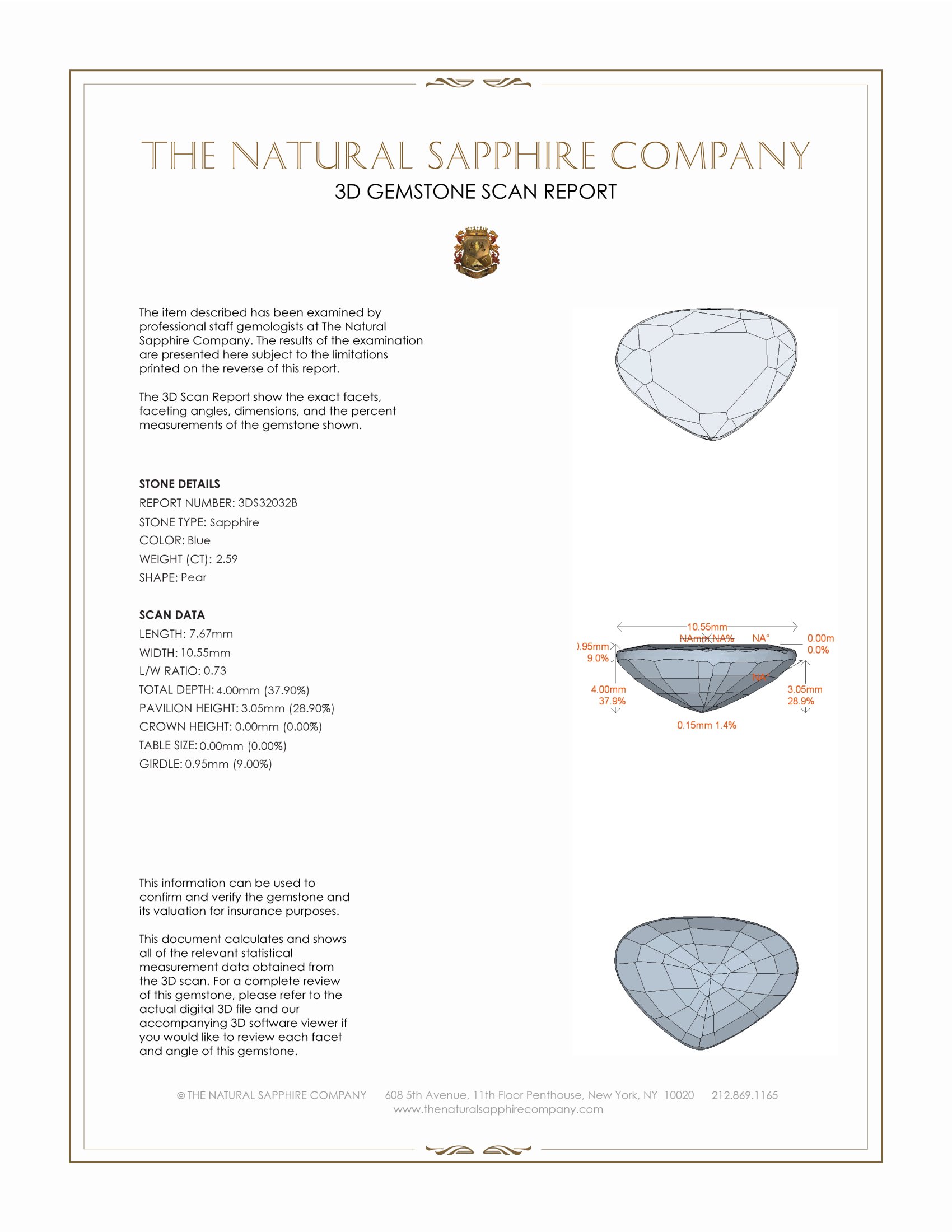 2.59 Ct. Blue Sapphire from Thailand