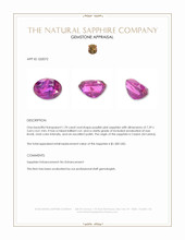 1.70 Ct. Purplish Pink Sapphire from Ceylon (Sri Lanka) Appraisal