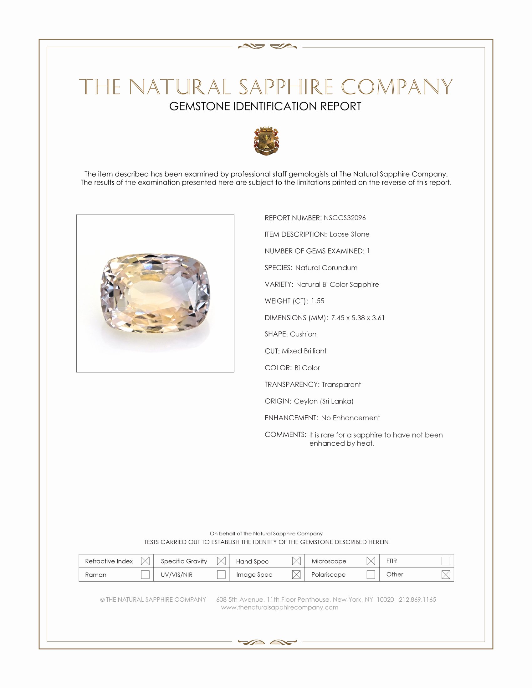 1.55 Ct. Bi Color Sapphire from Ceylon (Sri Lanka)