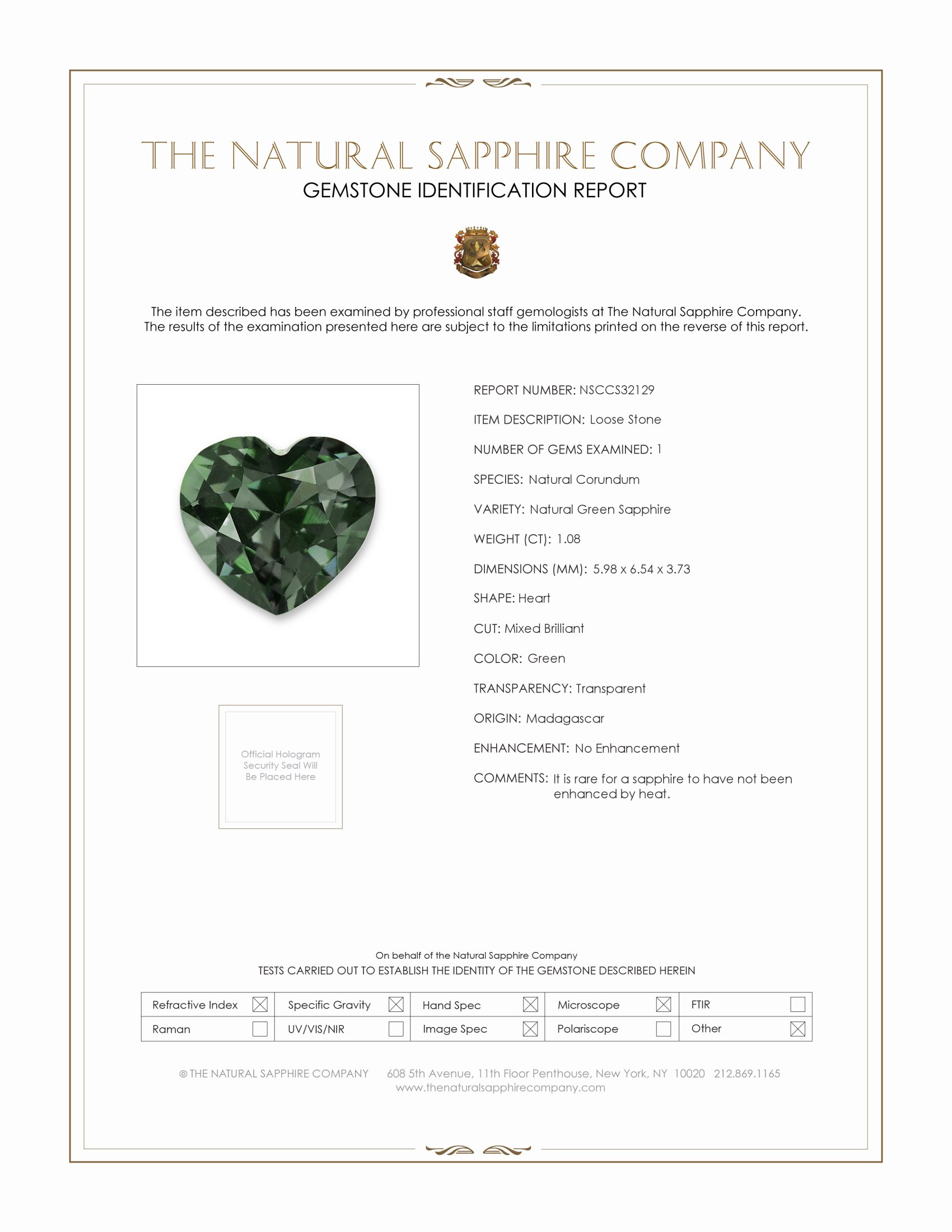 1.08 Ct. Green Sapphire from Madagascar